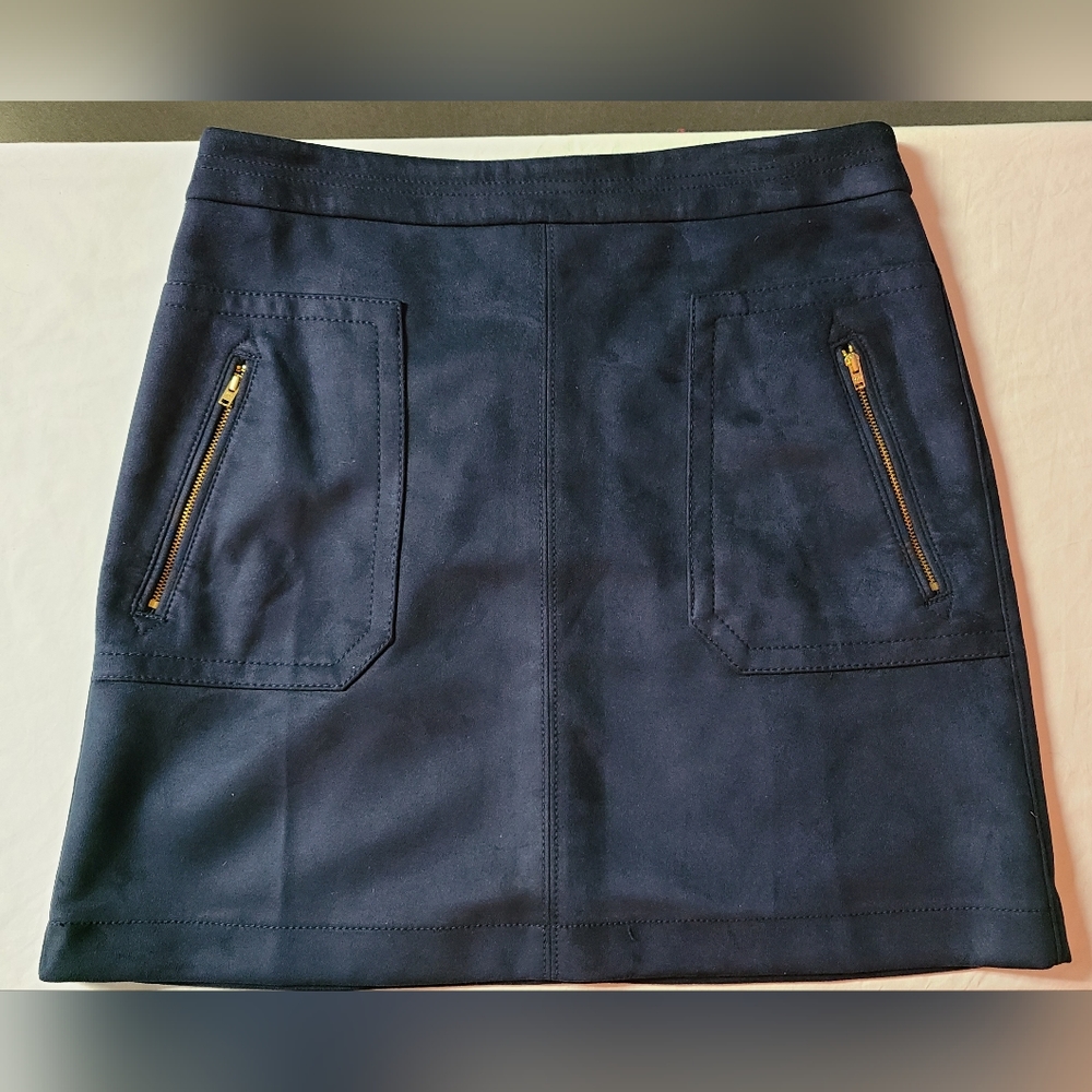 Loft Faux Suede Navy Blue Skirt Size 8